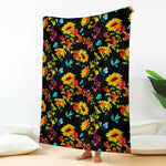 Sunflower Floral Pattern Print Blanket