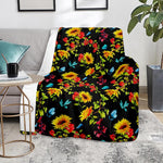 Sunflower Floral Pattern Print Blanket