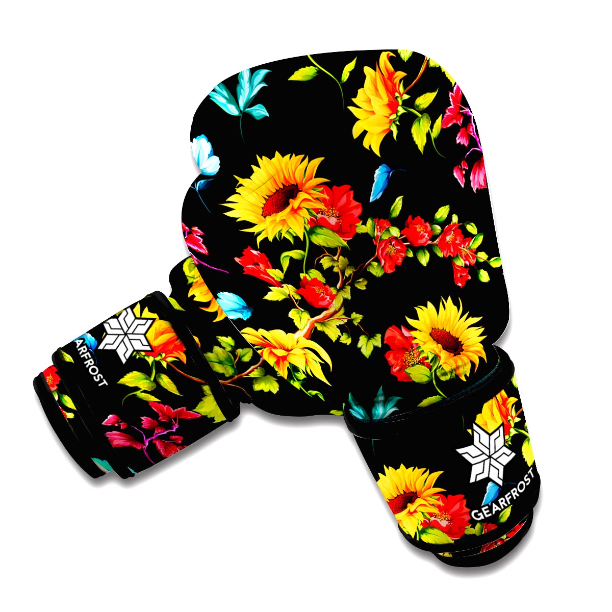 Sunflower Floral Pattern Print Boxing Gloves