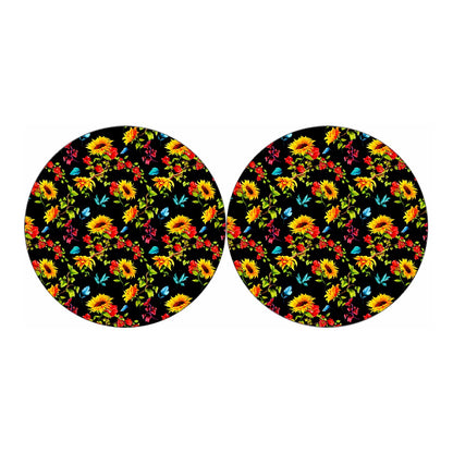 Sunflower Floral Pattern Print Car Coasters
