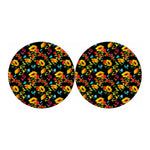 Sunflower Floral Pattern Print Car Coasters