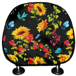 Sunflower Floral Pattern Print Car Headrest Covers