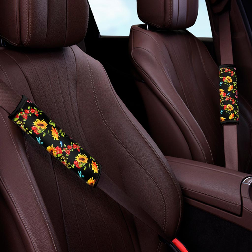 Sunflower Floral Pattern Print Car Seat Belt Covers