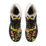 Sunflower Floral Pattern Print Comfy Boots GearFrost