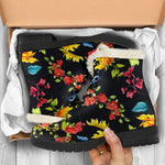 Sunflower Floral Pattern Print Comfy Boots GearFrost