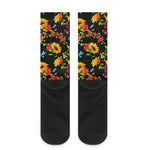 Sunflower Floral Pattern Print Crew Socks