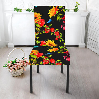 Sunflower Floral Pattern Print Dining Chair Slipcover