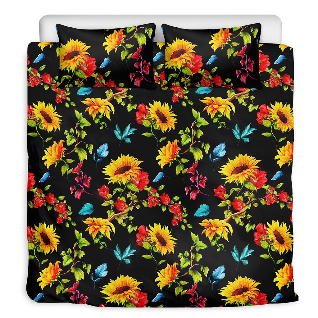 Sunflower Floral Pattern Print Duvet Cover Bedding Set