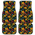 Sunflower Floral Pattern Print Front and Back Car Floor Mats