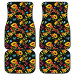 Sunflower Floral Pattern Print Front and Back Car Floor Mats