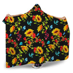 Sunflower Floral Pattern Print Hooded Blanket