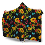 Sunflower Floral Pattern Print Hooded Blanket