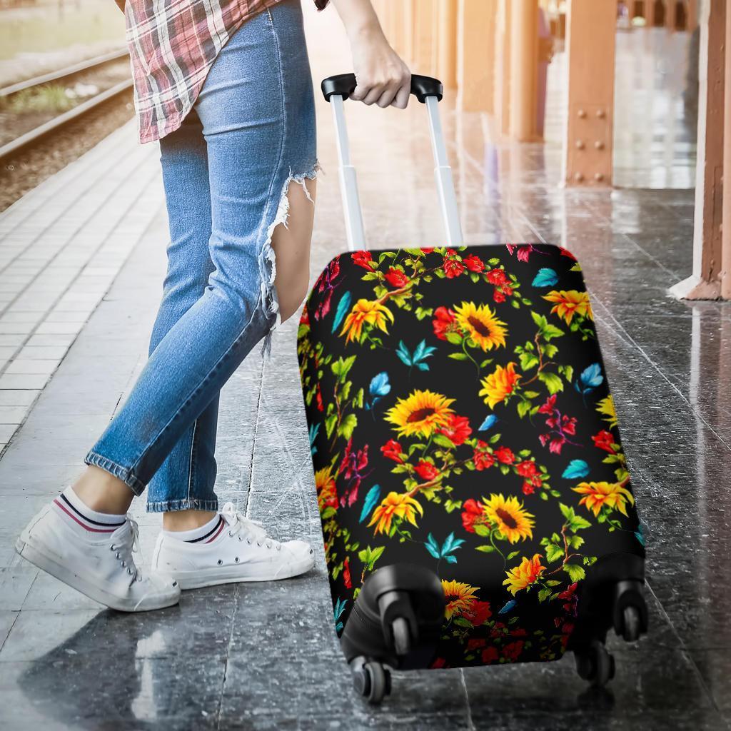 Sunflower Floral Pattern Print Luggage Cover GearFrost