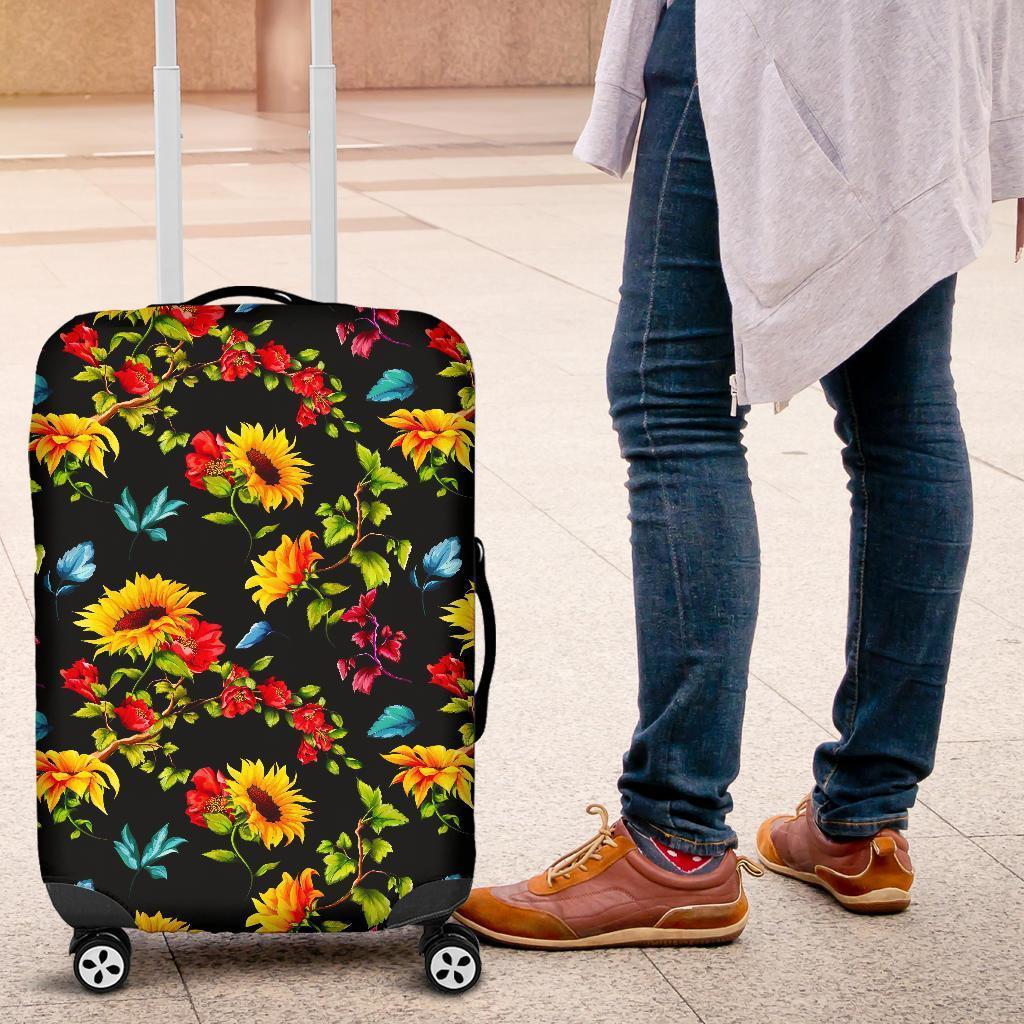 Sunflower Floral Pattern Print Luggage Cover GearFrost