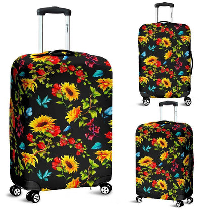Sunflower Floral Pattern Print Luggage Cover GearFrost