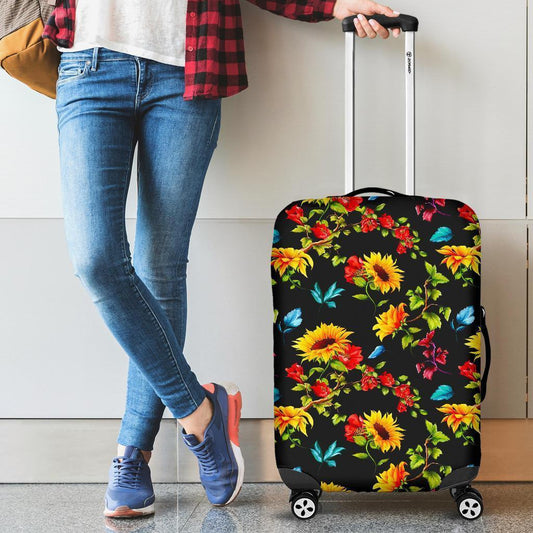 Sunflower Floral Pattern Print Luggage Cover GearFrost