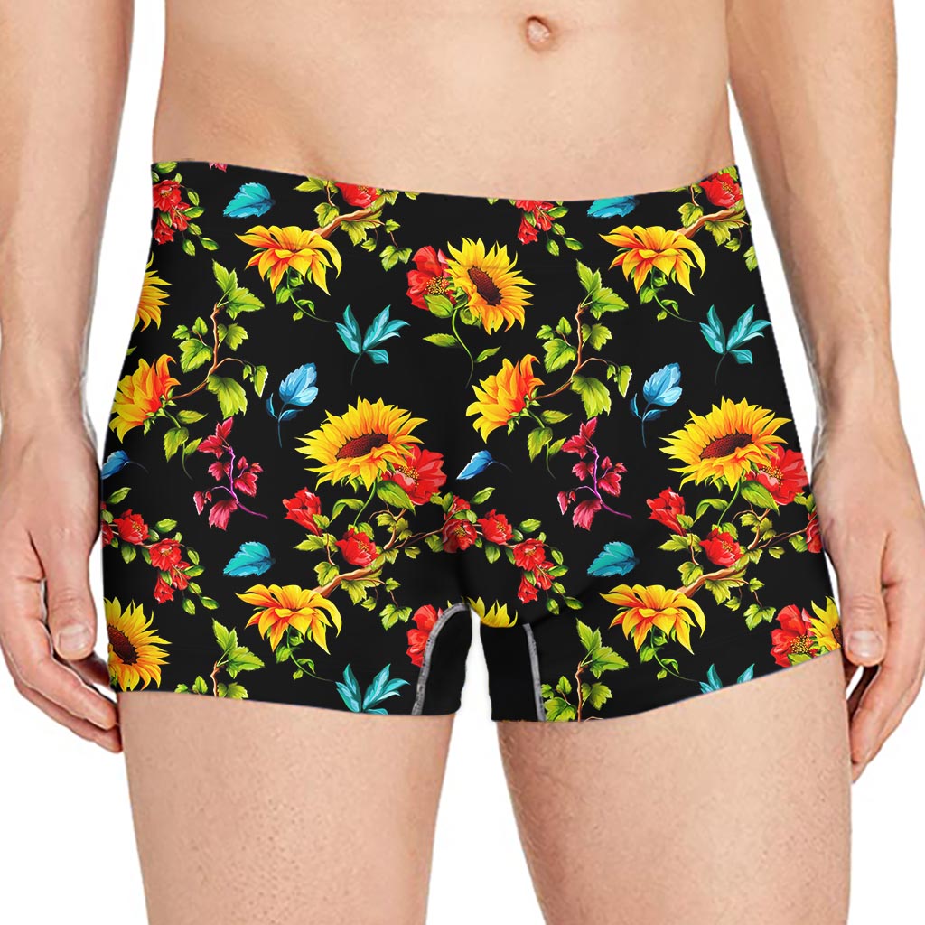Sunflower Floral Pattern Print Men's Boxer Briefs
