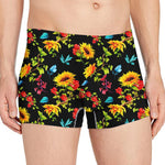 Sunflower Floral Pattern Print Men's Boxer Briefs