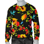 Sunflower Floral Pattern Print Men's Crewneck Sweatshirt GearFrost