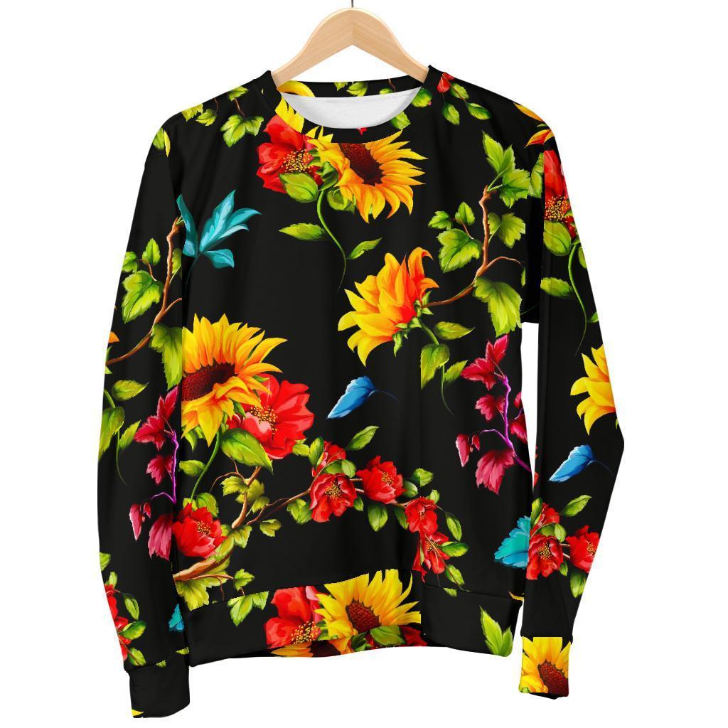 Sunflower Floral Pattern Print Men's Crewneck Sweatshirt GearFrost