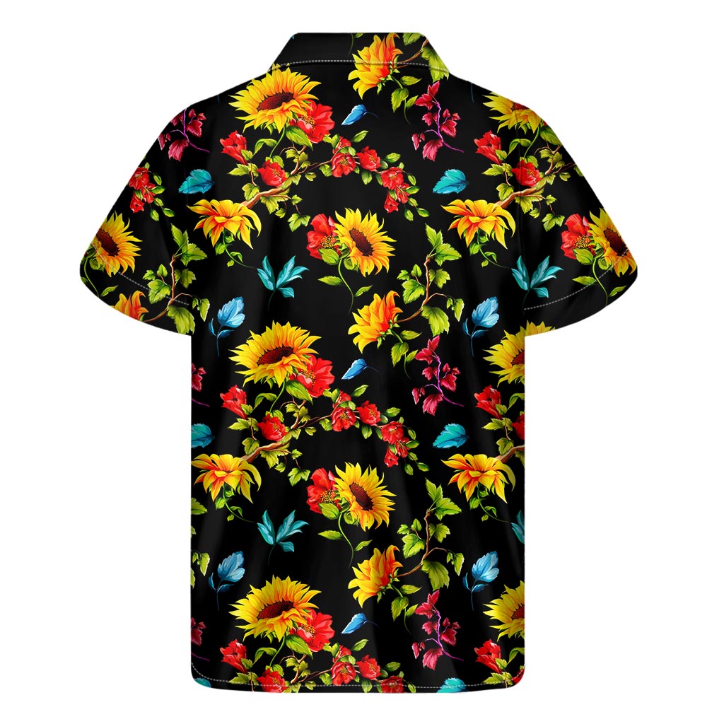 Sunflower Floral Pattern Print Men's Short Sleeve Shirt