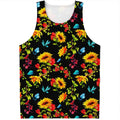 Sunflower Floral Pattern Print Men's Tank Top