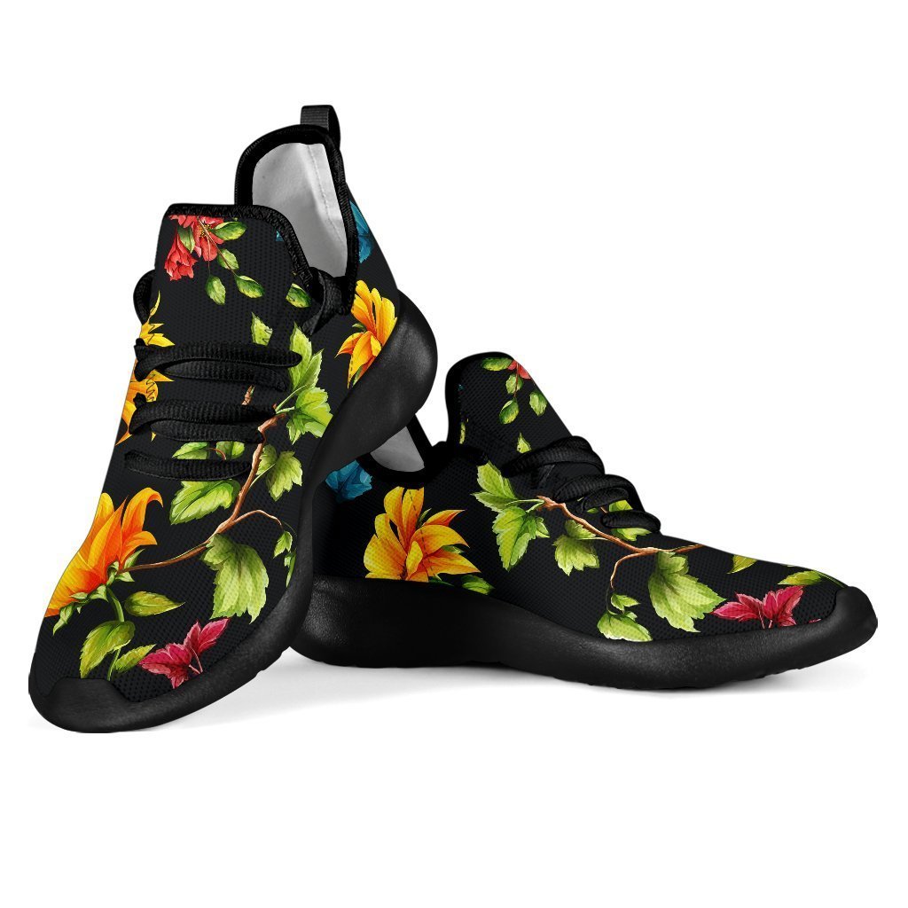 Sunflower Floral Pattern Print Mesh Knit Shoes GearFrost