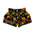 Sunflower Floral Pattern Print Muay Thai Boxing Shorts