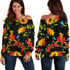 Sunflower Floral Pattern Print Off Shoulder Sweatshirt GearFrost