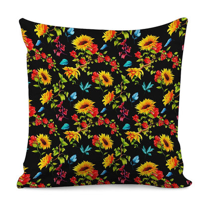 Sunflower Floral Pattern Print Pillow Cover