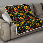 Sunflower Floral Pattern Print Quilt