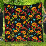 Sunflower Floral Pattern Print Quilt