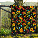 Sunflower Floral Pattern Print Quilt