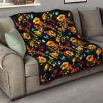 Sunflower Floral Pattern Print Quilt