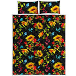 Sunflower Floral Pattern Print Quilt Bed Set