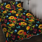 Sunflower Floral Pattern Print Quilt Bed Set