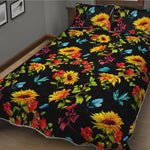 Sunflower Floral Pattern Print Quilt Bed Set