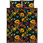 Sunflower Floral Pattern Print Quilt Bed Set