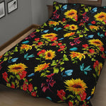 Sunflower Floral Pattern Print Quilt Bed Set