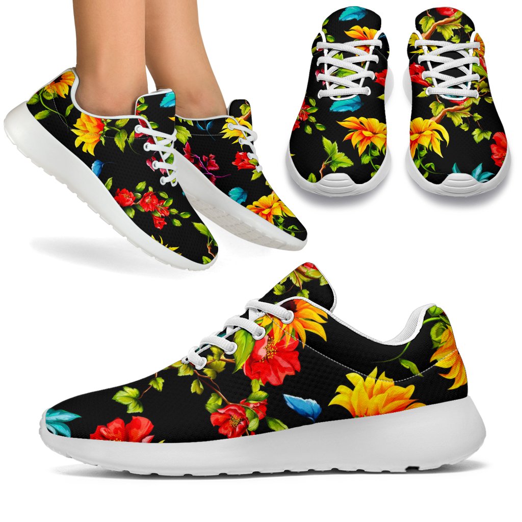 Sunflower Floral Pattern Print Sport Shoes GearFrost