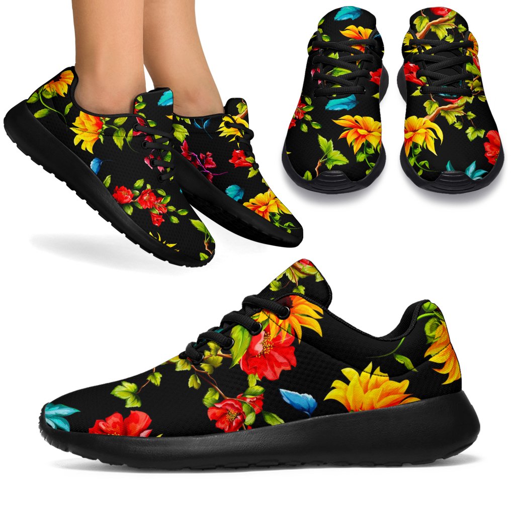 Sunflower Floral Pattern Print Sport Shoes GearFrost