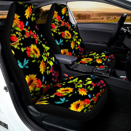 Sunflower Floral Pattern Print Universal Fit Car Seat Covers