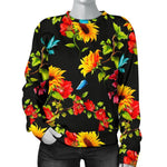 Sunflower Floral Pattern Print Women's Crewneck Sweatshirt GearFrost