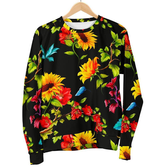 Sunflower Floral Pattern Print Women's Crewneck Sweatshirt GearFrost