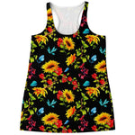 Sunflower Floral Pattern Print Women's Racerback Tank Top
