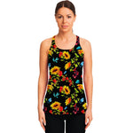 Sunflower Floral Pattern Print Women's Racerback Tank Top