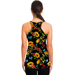 Sunflower Floral Pattern Print Women's Racerback Tank Top