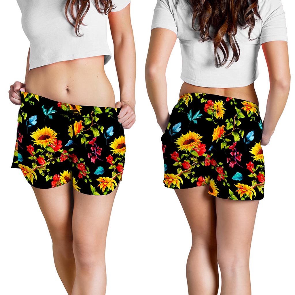 Sunflower Floral Pattern Print Women's Shorts