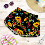Sunflower Floral Pattern Print Women's Shorts