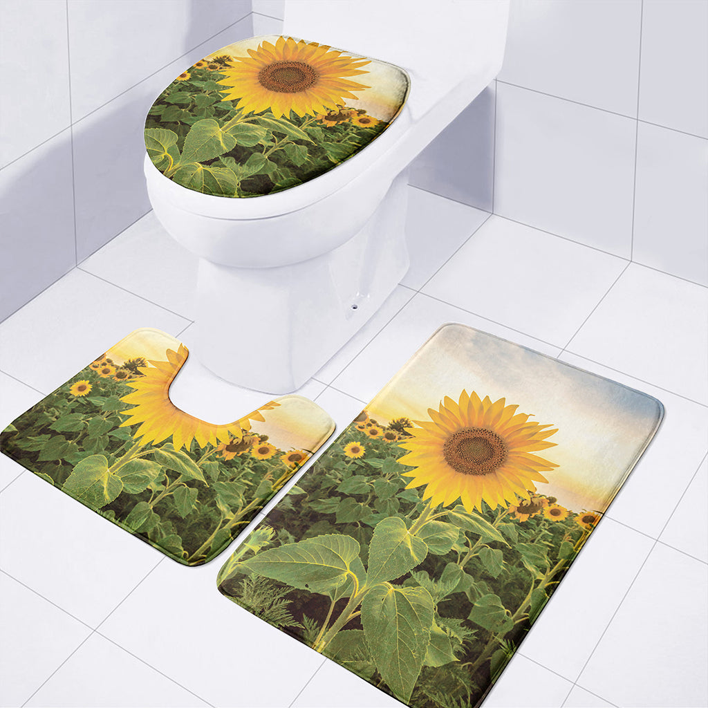 Sunflower Landscape Print 3 Piece Bath Mat Set